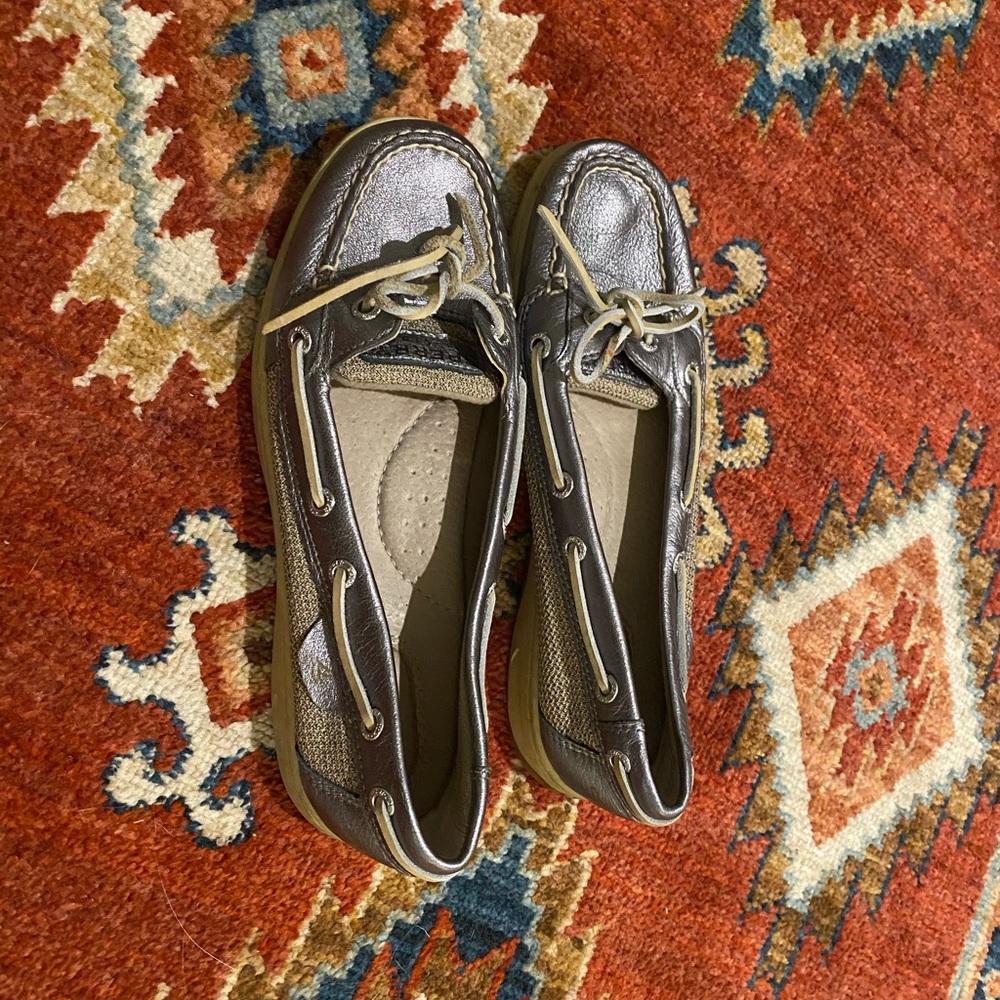 Silver Sperry Boat Shoes